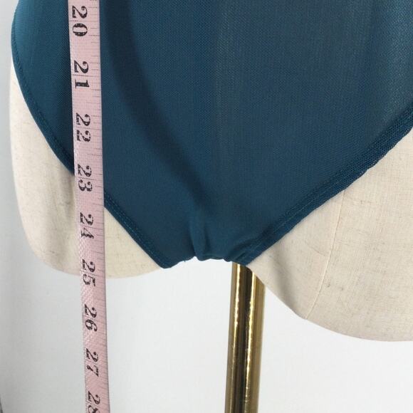 LULU'S SZ M Fabulous Vibe Teal Blue Velvet Feather Sleeveless Bodysuit NEW b22 - Picture 6 of 9